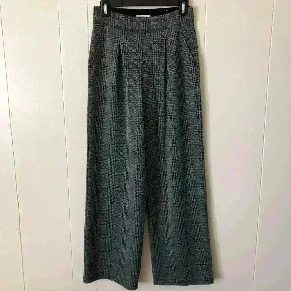 Max Studio Wide Tailored Plaid Trousers Size XS